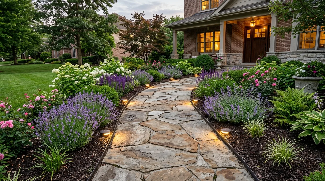 Front Path With Gravel Accent Strips